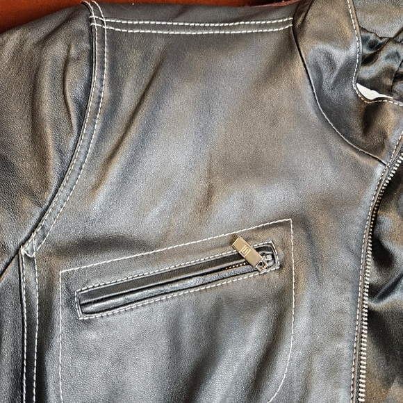 Pamela McCoy Women Black Biker Leather Jacket Size Large - Picture 7 of 10